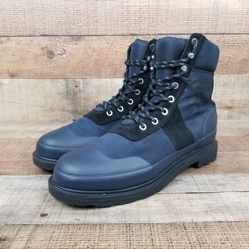 Hunter Original Insulated Commando Men Sz 8 Boot Blue Black Rain Lace Up Lined - Picture 3 of 8